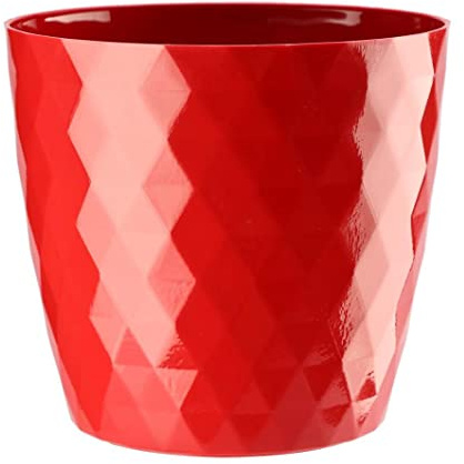 KORAD Cristal Indoor Flower Pot Covers without Drainage Holes – Decorative Round Plastic Planters for Indoor & Outdoor Plants – Lightweight, Durable Plant Pots in 9 Colours & 7 Sizes- (Red, 25 cm)