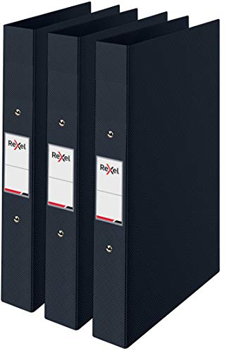 Rexel Choices, A4-ringpärmar, 25 mm ryggrad, 190 arkkapacitet, filmapp, dokumentorganisation, svart, 3-pack, 2115729