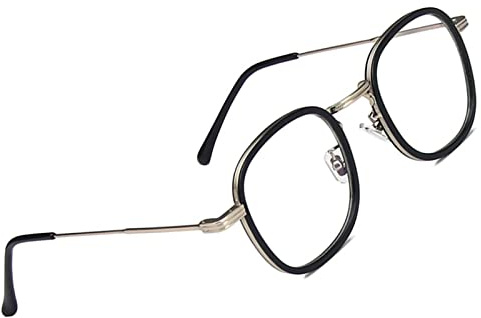 Voolga Blaulichtfilter Brille mit Schildpatt Rahmen, Ultraleichtem Mode Rechteckig Brille Ohne Stärke Damen und Herren, Fake Brille für Anti Blaulicht von Computer (Splitter Schwarz)