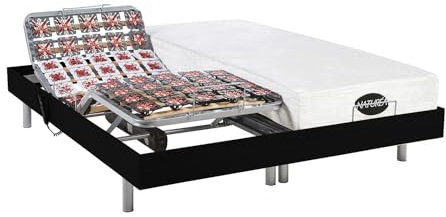 DREAMEA Matratzen elektrischer Lattenrost 2er-Set mit OKIN-Motor - 1 Zone - 2X 90 x 200 cm - Schwarz - Lysis III von NATUREA