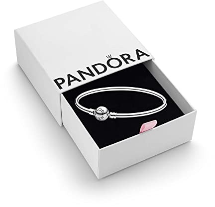 PANDORA Sterling Silver Bangle Bracelet for Charms | Sterling Silver Bangle Bracelet with an Embossed Ball Clasp, Worn Alone or with Your Pandora Moments Charms
