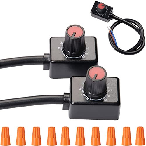 Youmile 2 pcs DC 0/1-10V Knob LED Dimmer Mini Controller Rotary Switch PWM Dimming with knob cap for 0/1-10V Dimmable LED Drivers Controling Interior Light Grow Lamp