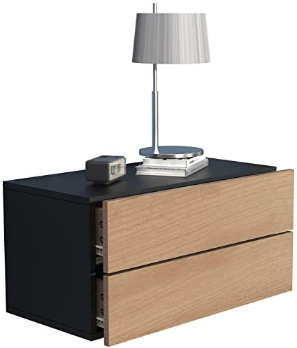 VCM Nachttisch 60x32x30 cm Holzwerkstoff Wandschublade Nachtkonsole | Spart Bodenfläche dank platzsparender Wandmontage - Schlafzimmer - für kleine Räume - einfache Montage