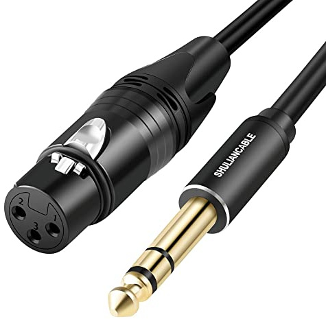 SHULIANCABLE XLR auf Klinke 6,35 mm, 3-pol XLR Kabel Mikrofone（15M） | Verbindungskabel Patchkabel Stecker auf Stecker für Mixer, Mikrofone, DJ, Heimkinogeräte, Bühne (Black-Female, 15M)
