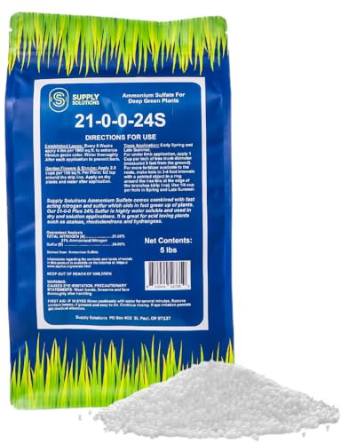 Supply Solutions Ammonium Sulfate Fertilizer 21-0-0 +24% Sulfur for Deep Green Plants - Soil Acidifier for Flowers, Trees, Lawn, Acid Loving - Sulfur for Plants Hydrangea Fertilizer (5 Pounds)
