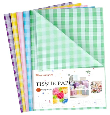 NACHLYNN 54 hojas de papel de seda de Pascua de 14 x 20 pulgadas, estilo búfalo a cuadros, papel de seda para envolver regalos, manualidades, bolsas de regalo, cumpleaños, Pascua, vacaciones