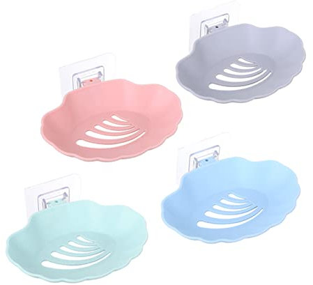 Garneck 4stücke Wandmontierte Seifenhalter Kreative Praktische Seifenschalen Grün Blau Und Rosa Bohren Für Badezimmer Und Küche Langlebigem Material