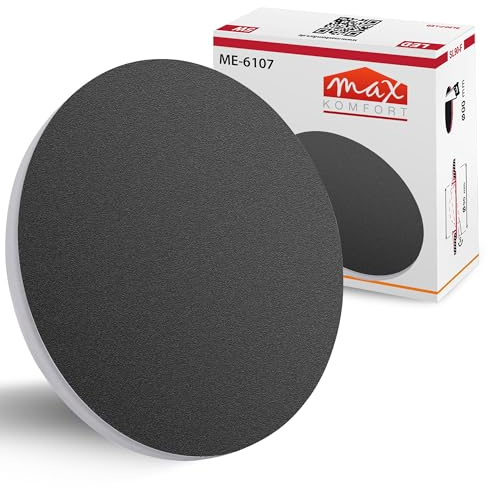 Maxkomfort Treppenbeleuchtung LED schwarz 230V, Warmweiß 2,5W, Rund, Einbau Wandstrahler, Flur Nachtlicht - 6107-BK