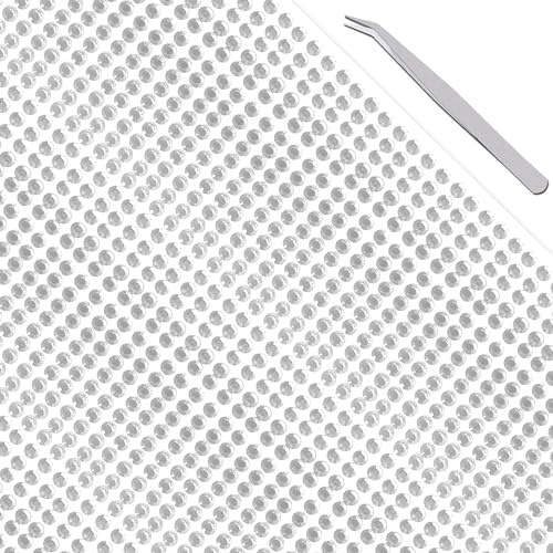 Voarge Strasssteine selbstklebend,Runde Schmucksteine zum Aufkleben mit Pinzette,für DIY Fingernagel Handy-Kleidung Dekorationen (Silber, 5mm)