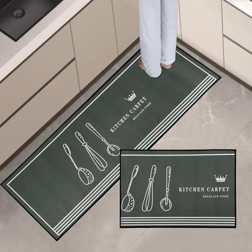 Freiesoldaten Juegos de Alfombras de Cocina 2 Piezas Antideslizante Alfombra de Cocina Absorbente Lavable Alfombrillas de pie para Cocina Dormitorio Salón, 40x60cm + 40x120cm