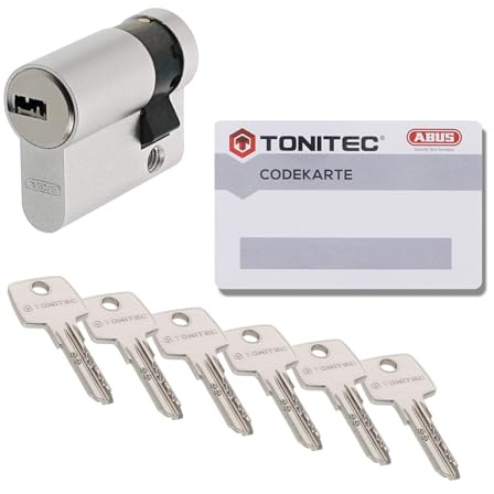 ToniTec Zylinderschloss TEC440 by ABUS Schließzylinder 10/30mm | verschiedenschließend, mit 6 Wendeschlüssel, mit Codecard, robustes Titalium