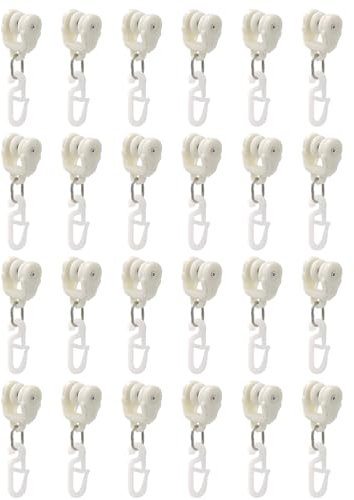 Chstarina 48 Pcs Rodillos de Riel de Cortina, Ganchos para Cortinas de Riel, Track Rollers de Cortinas Rodillos de Plástico, Accesorios para Riel para Cortina de Techo, Ganchos para Rieles de Cortinas