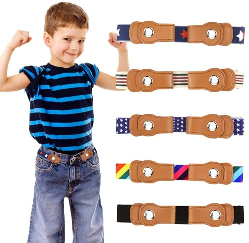 Elastischer Gürtel Kinder 5 Stück Stretchgürtel Kinder Verstellbare Kindergürtel Ohne Schnalle, Einstellbarer KinderGürtel für Jungen Mädchen, 35-48 cm Verstellbare Länge