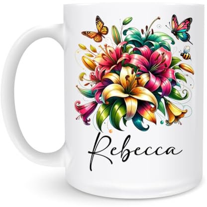 Kaffeetassen Lilie Bedrucken Becher Leicht Zu Halten Porzellan Kaffeebecher Modern Weiß Mit Henkel Becher Für Büro Zuhause 330Ml