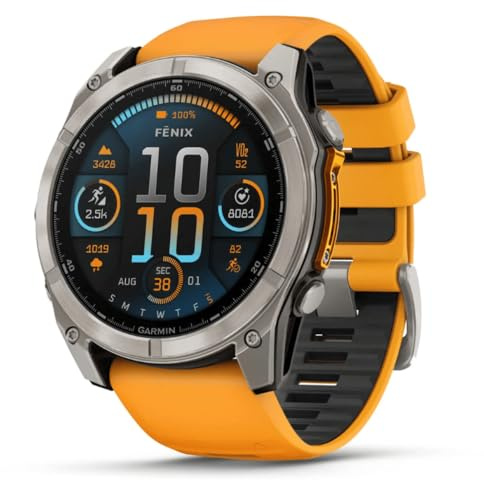 Garmin Fenix 8–51 mm, AMOLED, Saphir-Titan, mit Sparkorange/Graphit-Silikonband