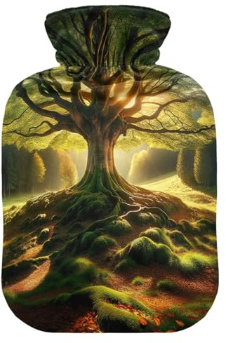 Tree at Sunrise Wärmflasche mit weichem Bezug, Hand- und Fußwärmer, Wärmbeutel für Fußbettwärmer, Schmerzlinderung, 2 Liter