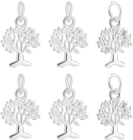 PH PandaHall 6pz Ciondolo Albero Della Vita In Argento 925, Ciondoli Albero Della Vita con Anelli di Salto S925 Pendenti per Collane Braccialetti Creazione di Gioielli