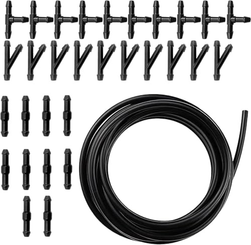 Universal Scheibenwaschanlage Schlauch,Wischwasserschlauch Reparaturset, Gummischlauch für Scheibenwaschanlage,Automotive Schlauch,mit 30 Stücke Schlauchverbinder,Schwarz,300cm