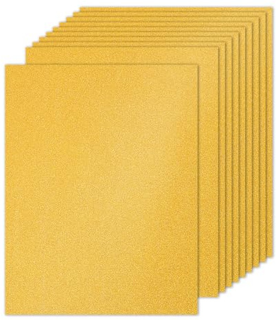 PATIKIL 10 Fogli Cartone Glitterato Oro 8.5 x 11 pollici, A4 250gsm Rettangolo Carta Premium Cartoncino Colorato per Scrapbook Carta Artigianale Fai da Te Matrimonio Festa