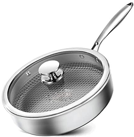 CHCWR Suppe Pot Edelstahlpfanne Pfanne Haushalte Frittiersteak Bratpfanne Pfannkuchen -Pfannkuchen -Induktion Kochherd Gasherd Wok