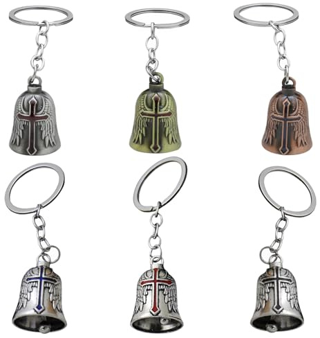 Sxutop 6 Pezzi Portachiavi Campanella Moto Guardian Bell Campanella Portafortuna Moto Campanello Motociclista Lega di Zinco Portachiavi Guardian Bell per Motociclisti Elettriche Biciclette (6 Colori)