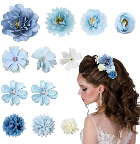 Hurifeng Blumen-Haarklammer für Damen und Mädchen - Haarspange Blume Haarschmuck - Hochwertige Haarklammer Blume für Frauen - Perfekt für Party; Hochzeit und mehr (Blau;Farbe)