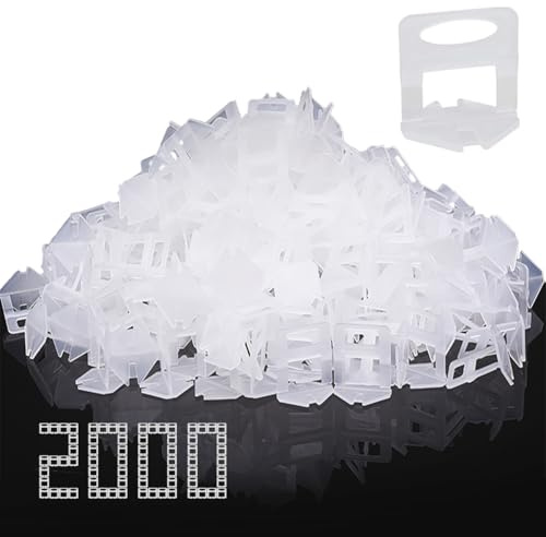 Storystore Tile Leveling System, 2mm Leveling Spacer Clips (2000 Pcs) DIY Tiles Leveler Spacers for Ceramic Tile and Stone Installation, Floor Tile Spacers Wall Tile Leveling System