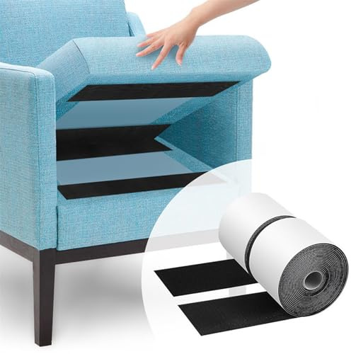 Foyscr 11cm x 2m Heavy Duty Hook and Loop Tape with Adhesive, Black Sticky Velcro Strips for Securing Couch Cushions, Sofa, Carpets and DIY Crafts(Black)