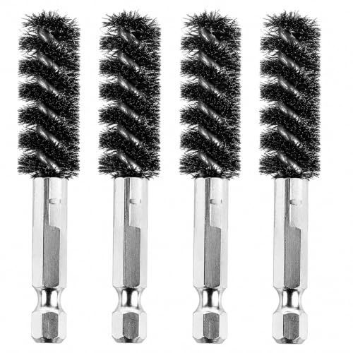 4Pcs Golf Clubs Head Hosel Brush, Golf Club Cleaner Brush with Hex Shank Handle, Electric Drill Wire Brush Stainless Steel, Silver Golf Brush for Drill for Wood and Iron