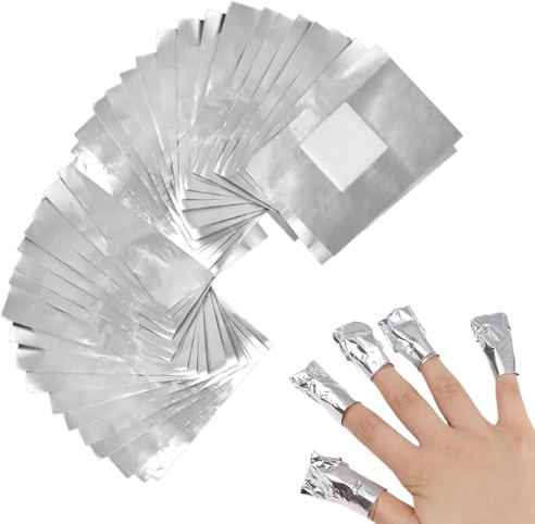 Foil Nail Wraps 400PCS Aluminium Wraps Remover with Pre-attached Lint-Free Cotton Pads,Nail Foils for Gel Nails for Manicure Nail Art Cleaner, Fast & Gentle Soak Off Gel Polish Removing,Silver