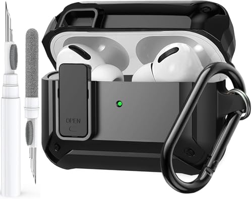OTOPO for Airpods Pro 3 Case with Lock Clip, Rugged Apple Airpods Pro 3rd Generation Cover 2025 Men Women, Armor Shockproof iPod Pro3 Gen Protective Hard Shell with Cleaner Kit, Black