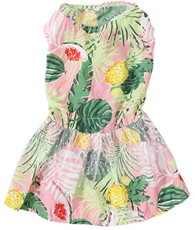 Dog Dress Romantic Classic Leaf Pattern Soft Comfortable Doggie Princess Dress Elegant Fashionable Summer Outfit for Small Dogs Teacup Poodles Chihuahuas Parties Weddings Photo (S)