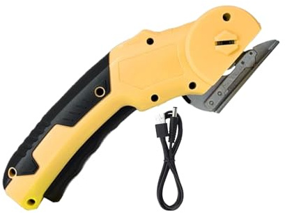 Cutter électrique pour carton, 320 GPM rechargeable outil de coupe de moquette avec verrouillage de sécurité et lumière LED, ciseaux électriques rotatifs portables pour tissus en cuir tapis en carton
