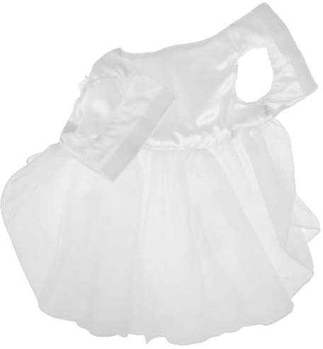 WEKAMOS WeißEs Hundekleid Hochzeit Outfit Mit Elegantem Schleifendesign Formelle Haustierkleidung FüR Hochzeit Party Urlaub Vielseitiges Prinzessinnen-Tutu FüR Kleine Und MittelgroßE Hunde