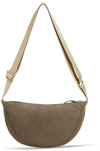 HMCEY Borsa Mezzaluna Donna,Borsetta a Mezza Luna In Velluto a Coste,Moon Bag Small,Crossbody Bag Halfmoon,Borsa Marsupio Donna Tracolla,Borse a Spalla Casual,Borsetta a Mano Elegante per Viaggio