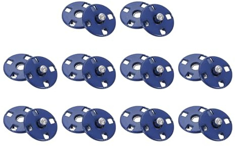 QUARKZMAN Druckknöpfe zum Annähen 10mm Metall Unsichtbare Druckknopf Set | Verschlussknöpfe Knöpfe Nähen für Geldbeutel Handtasche Nähreparatur Kleidung DIY Basteln, Blau, 10 Sätze