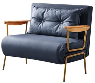 Modern Bäddsoffa med justerbart konstläder for hemmabruk, lämplig for vardagsrum och kontor Sovfåtölj(Dark Blue,100cm)