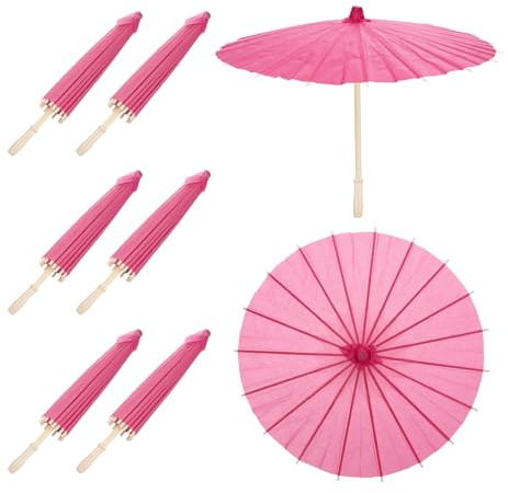QUARKZMAN 6 Pezzi Ombrelli Di Carta 23.6 Dipinti A Olio Rosso Rosa | Per Fotografia Decorazioni Artigianali Matrimonio Feste Decorazione, Ombrello Parasole Di Carta Fai Da Te