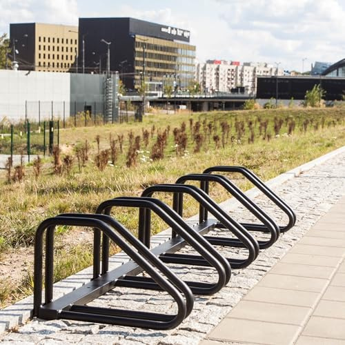 REKORD Rastrelliera Portabici Spartan per 5 Bici Supporto da Terra in Acciaio Resistente alle Intemperie Parcheggio Biciclette per Esterno Aree Pubbliche Arredo Urbano e Aziende