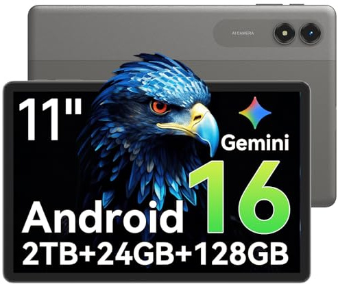 TABWEE Android 16 Tablet 11 Zoll, 24GB RAM+128GB (2TB TF) | Ideal für Studium und Gaming, Octa-core, 90Hz Display, 8000mAh, 13MP+8MP, Widevine L1, Gemini AI, GPS (4 Jahre Garantie))