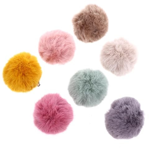 ROMISBABA 7 Stück Pompon Broschen aus Synthetischem Material mit Vielseitiger Doppelfunktion für Hüte und Schuhe zur Täglichen Dekoration und Basteln Zufällige Farbe