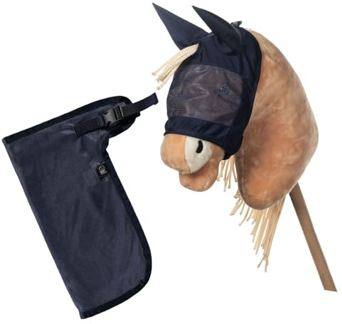 HKM Hobby Horse Summer Set – Fliegenmaske & Fliegendecke – Perfekt für Hobby Horsing & Turniere (Navyblau)