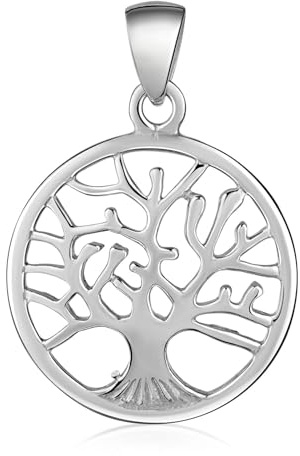 MATERIA by Matthias Wagner Lebensbaum Anhänger Silber 925 rhodiniert Kettenanhänger rund 32x22mm KA-5