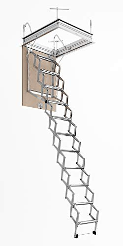 FGM SCALE - Escalera Escamoteable Pantógrafo Buhardilla | Lado de Las Gradas 50 | 50x100 H=276-300 cm
