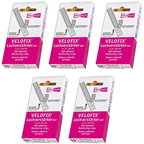 Veloflex 2003000, Velofix Loch-Verstärker (DBP) 105 x 15 mm, selbstklebend, 50 Stück.