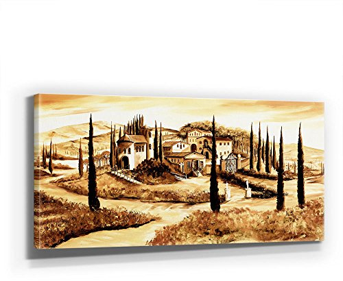 CASTELLO TOSKANA -110x50cm - WANDBILD ITALIEN DEKO - KUNST - XXL 110x50cm, Leinwand auf Holzrahmen aufgespannt, UV-stabil und wasserfest, XXL Deko Bild abstrakt FineArtPrint Wandbild