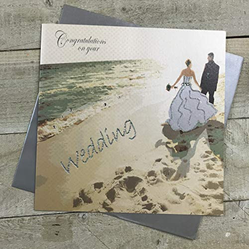WHITE COTTON CARDS Strand Hochzeit Congratulations on Your Wedding handgefertigt Hochzeit Karten, groß