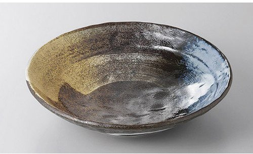 Large Bowl, Planting Pot, Two-Color Brush 8.0 Size Serving Plate [9.4 x 2.2 inches (24 x 5.5 cm)], Restaurant, Ryokan, Japanese Tableware, Restaurant, Commercial Use