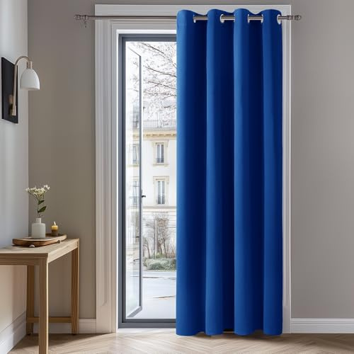 Deconovo Abdunklungsvorhang Blickdichte Vorhänge Thermogardine Königsblau | 1 Stück, H240 x B140 cm, Ösenschal, Abdunkelnd, Kälteschutz und Hitzeschutz, Vorhang für Schlafzimmer, Sichtschutz, UV-Schutz