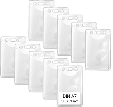 Karteo Din A7 Ausweishülle [10 Stück] Kartenhülle transparent Ausweishülle 74 x 105 mm Kartenhüllen Kartenhalter vertikal hochkant aus Vinyl